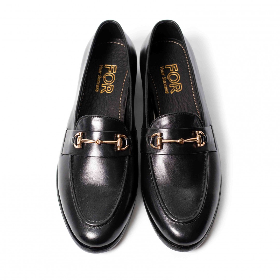 GIÀY LƯỜI HORSEBIT LOAFER DA BÒ  MÀU ĐEN HLF18