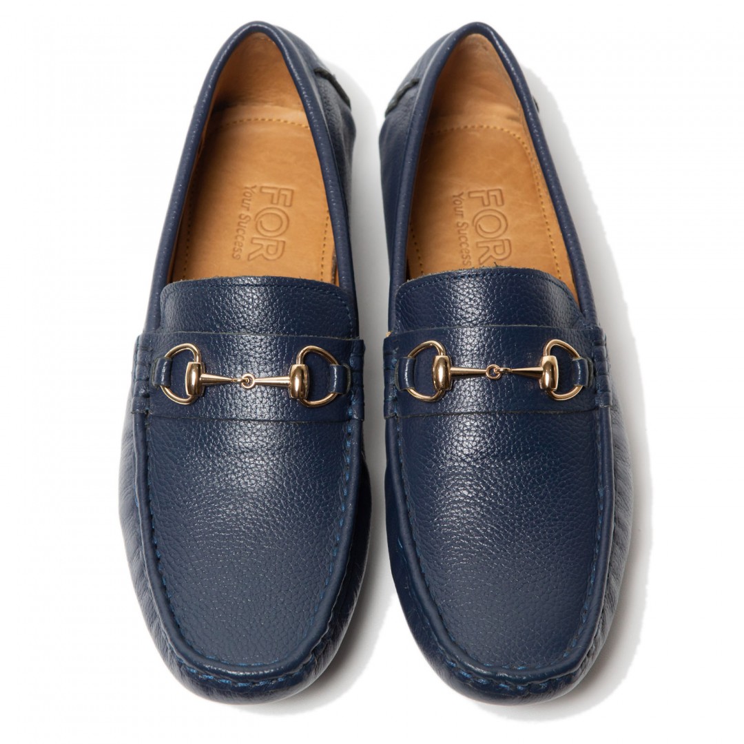 GIÀY LƯỜI MOCCASIN DA MILL HẠT MÀU XANH NAVY MF26