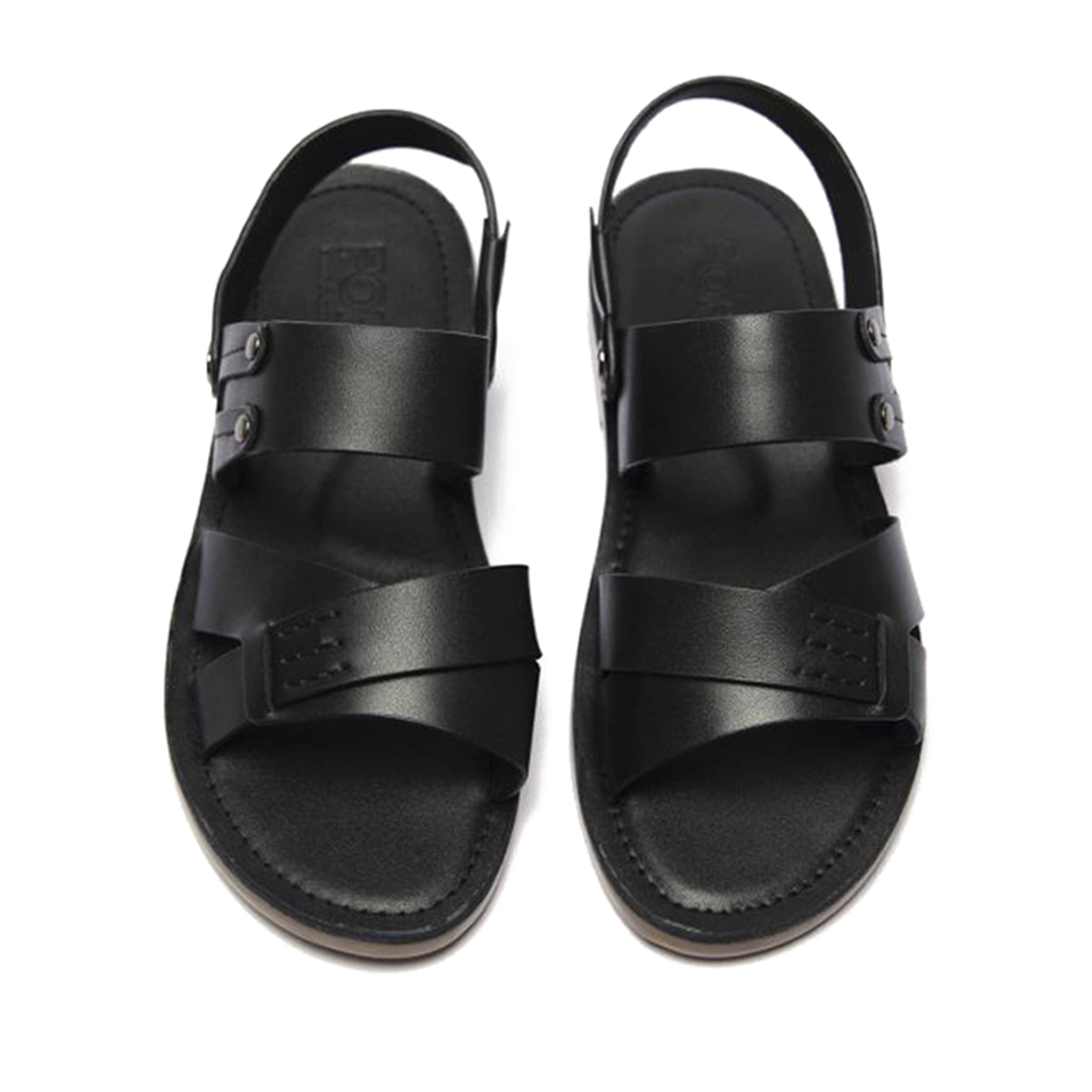 SANDALS DA BÒ MÀU ĐEN SDF06