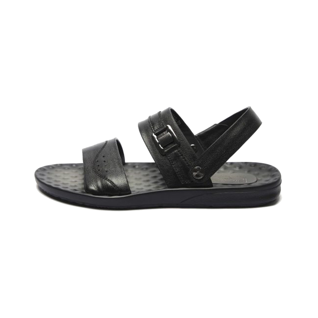 SANDALS DA BÒ MÀU ĐEN ĐẾ CÓ HẠT MASSAGE SDF10