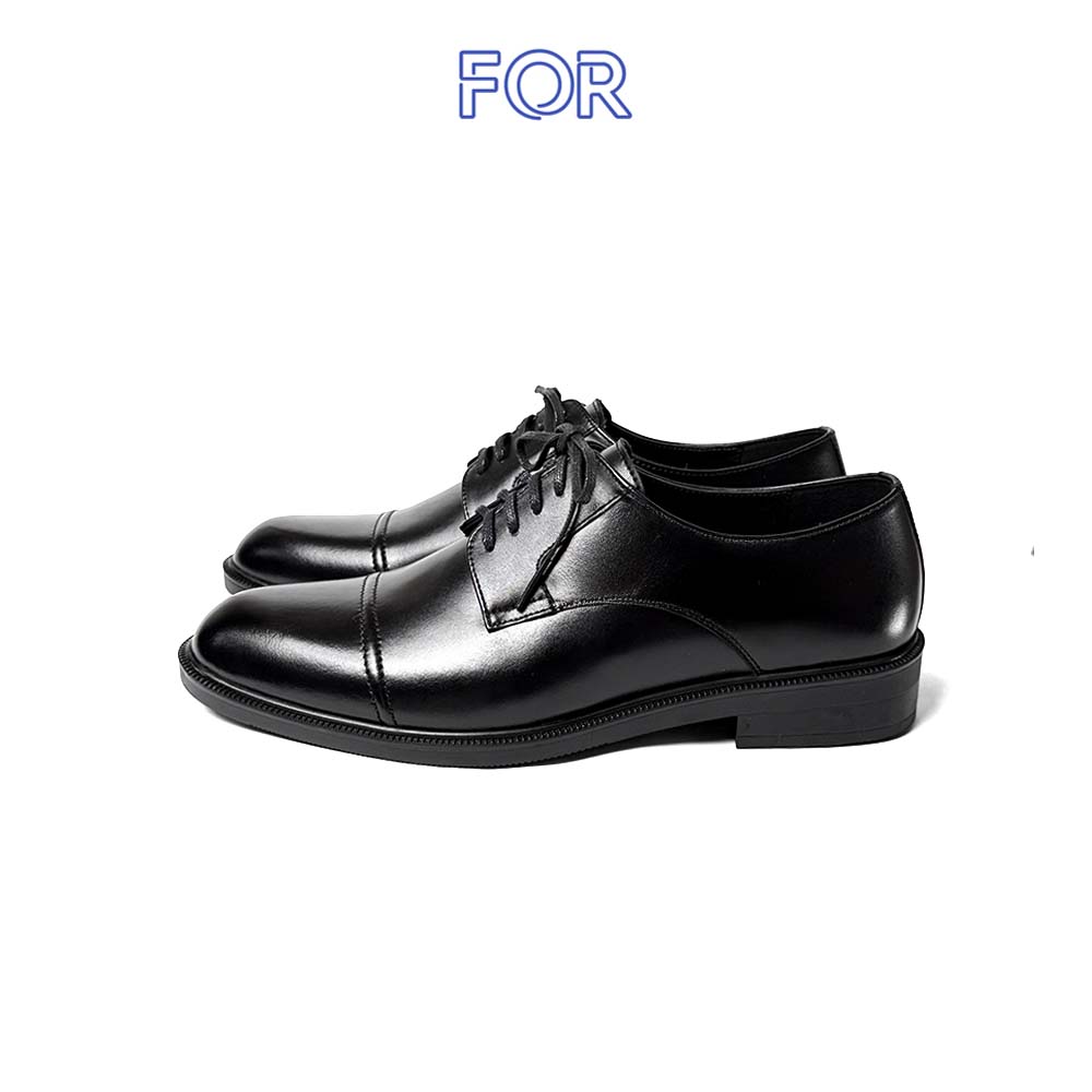 GIÀY CAPTOE DERBY DA BÒ MÀU ĐEN MŨI TRÒN DF38