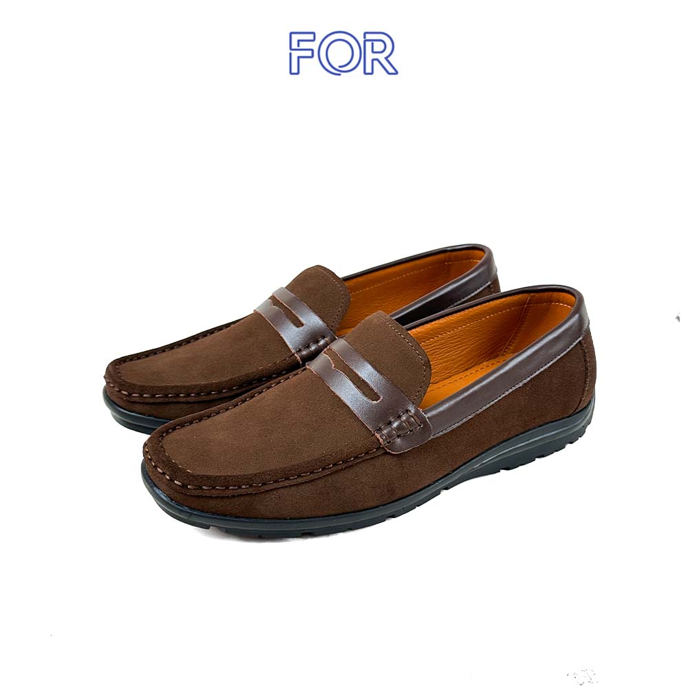 GIÀY LƯỜI MOCCASIN DA LỘN MÀU NÂU MF16