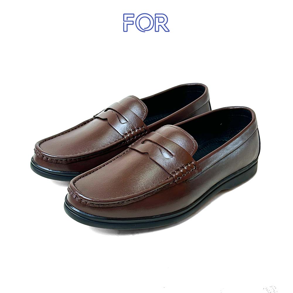 GIÀY LƯỜI MOCCASIN DA BÒ MÀU NÂU MF15
