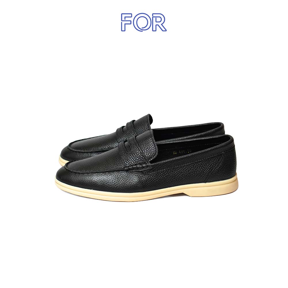 GIÀY LƯỜI PENNY LOAFERS DA MILL MÀU ĐEN PLF14