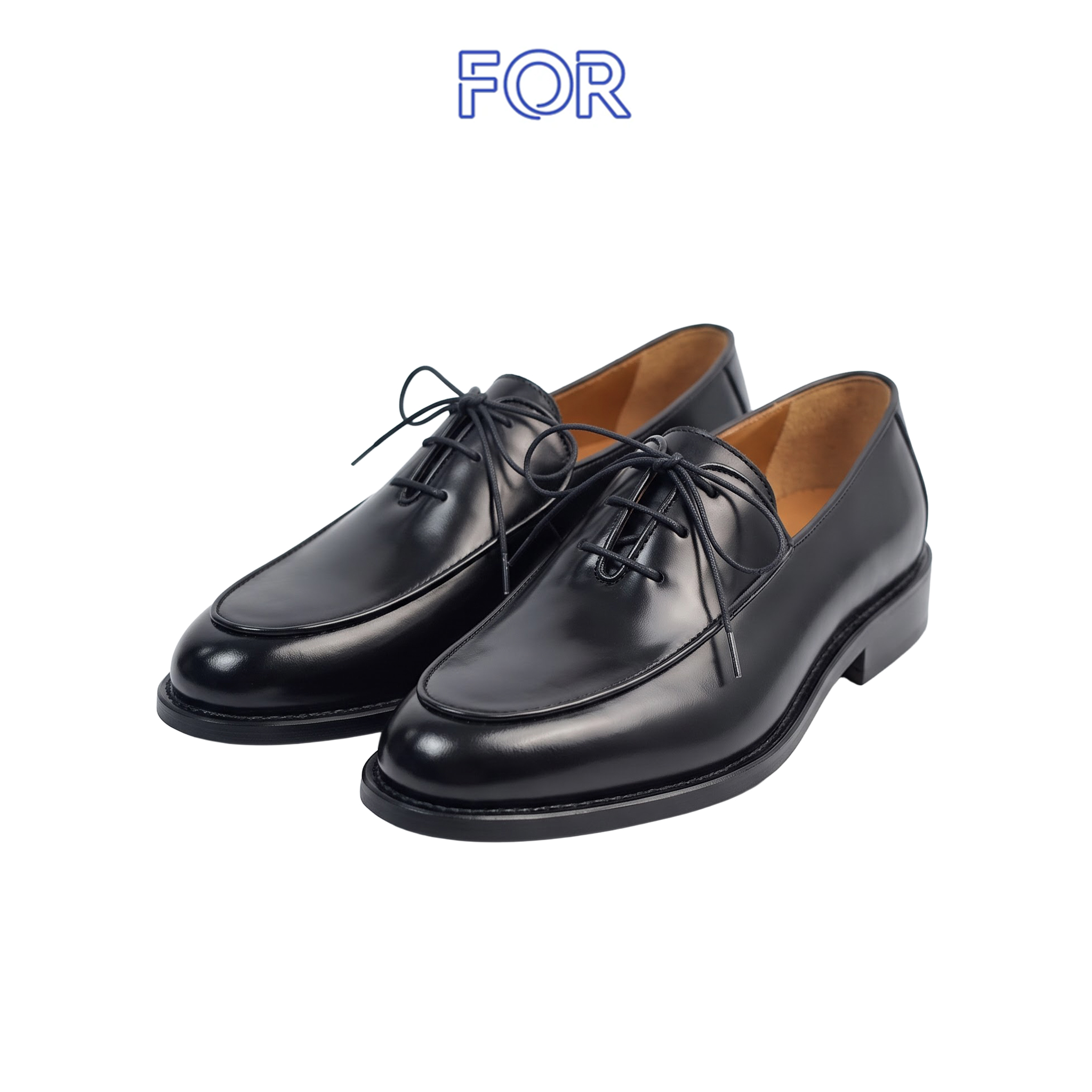 GIÀY OXFORD MOC TOE DA BÒ MÀU ĐEN OF15
