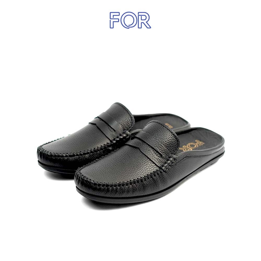 SỤC PENNY MULES DA BÒ MULES DA BÒ MILL MÀU ĐEN SF03